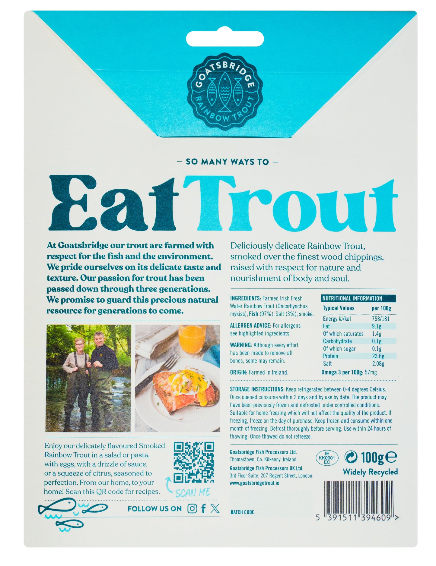 Goatsbridge Cold Smoked Rainbow Trout 100g x 8